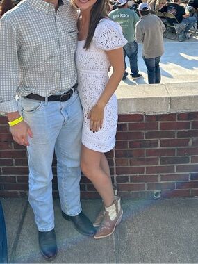 Zara White Eyelet Crochet Mini Dress